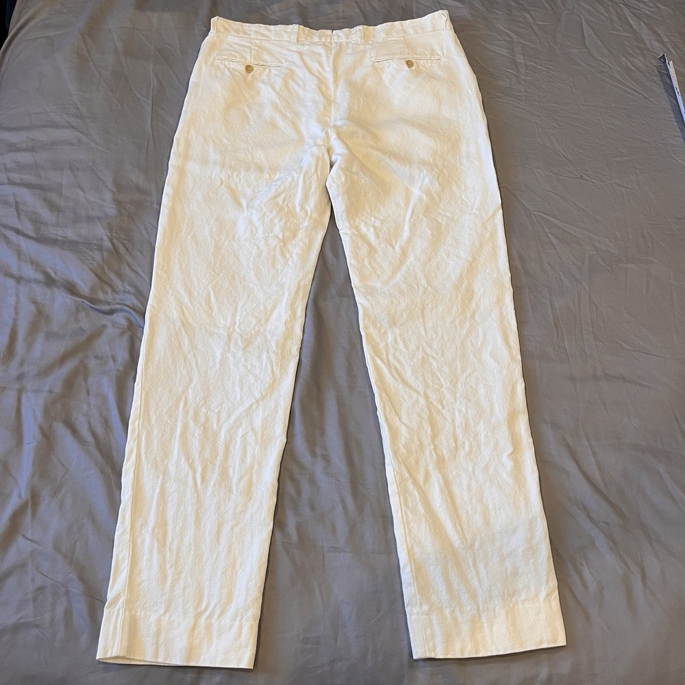 Todd Snyder Italian Linen White Sutton Trousers Size 36X34 Coastal Resort Career - Picture 2 of 11